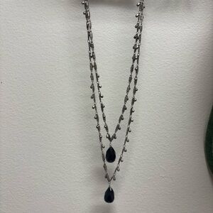 Elegant Silver and Black Teardrop Necklace